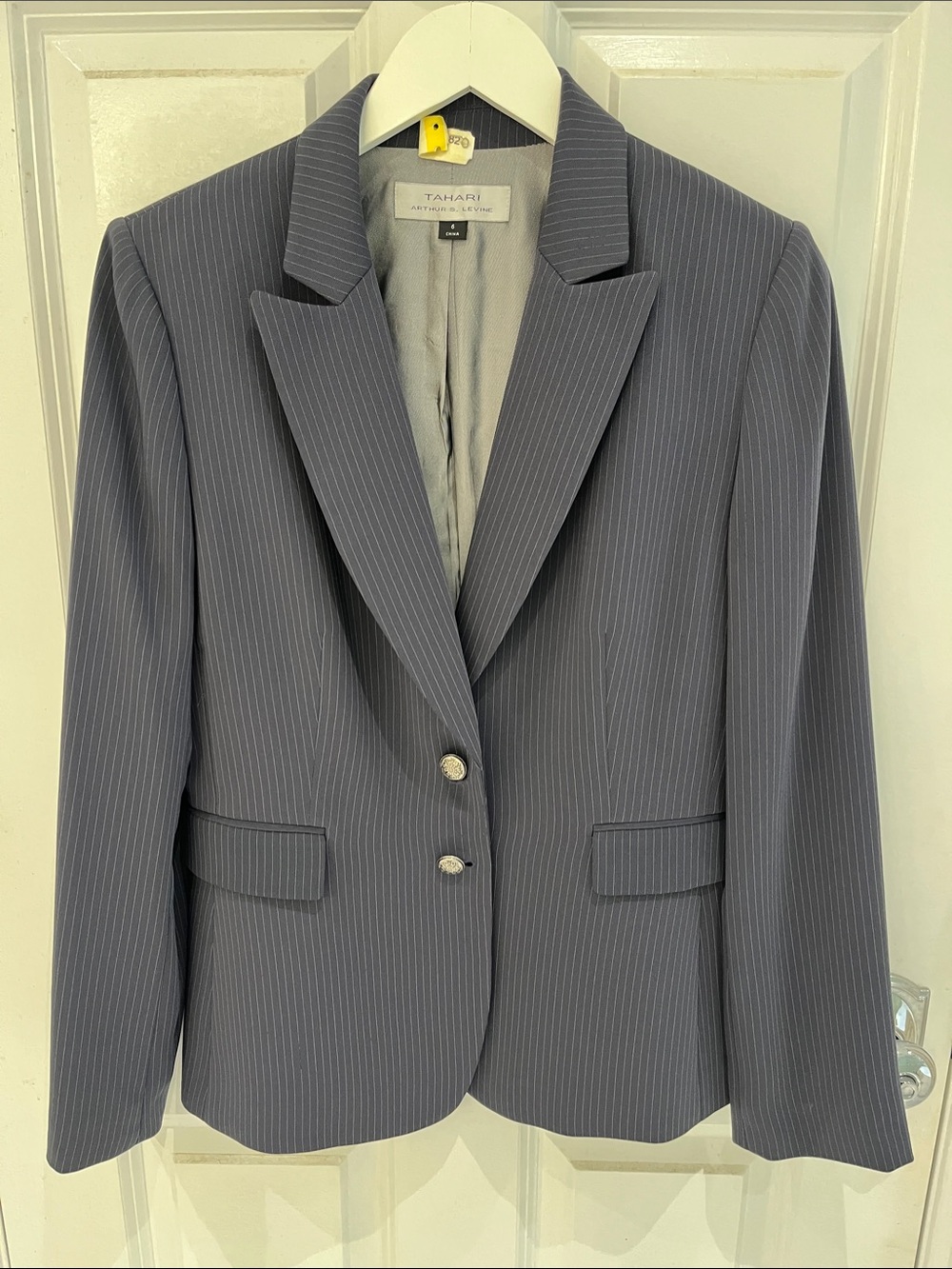 Tahari Slate Pinstripe Two-Button Blazer
